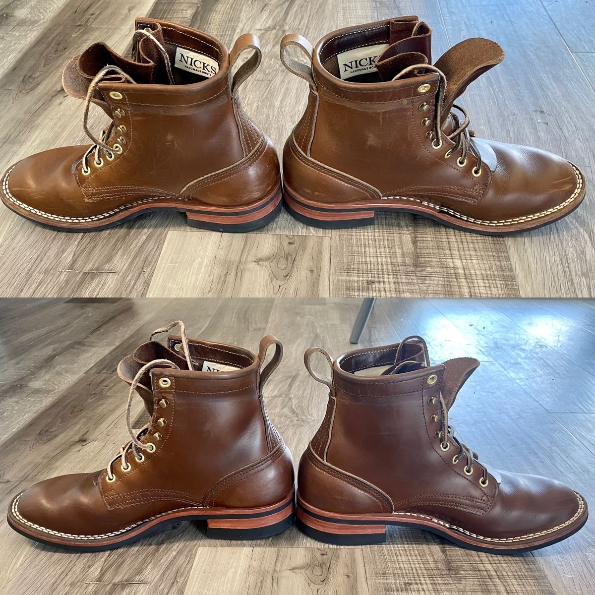 Photo by ScarletEngineer on September 9, 2022 of the Nicks Falcon in Horween British Tan Chromexcel.