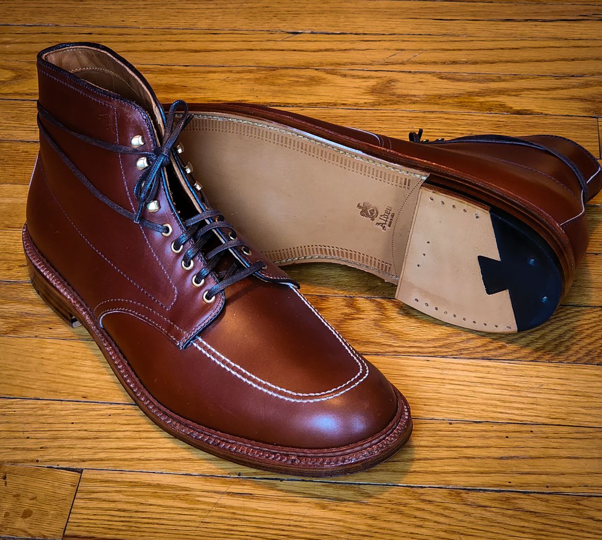 Photo by Indy369 on September 17, 2023 of the Alden Indy Boot in Madison Brown Calfskin.