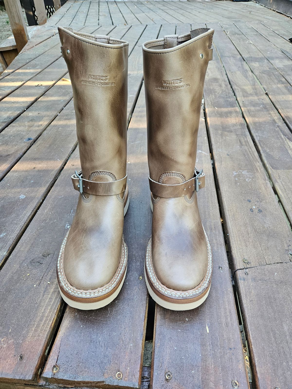 Photo by RaTiOnCrItOP on April 16, 2026 of the White's Nomad Engineer Boots in Horween Natural Chromexcel.