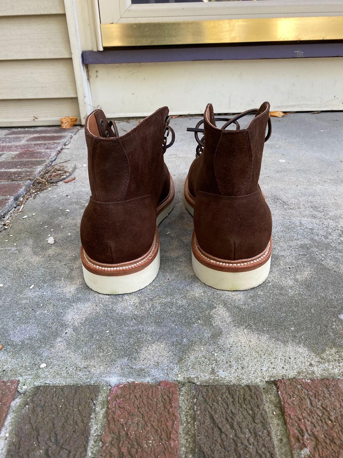Photo by MaxPower on October 4, 2023 of the Grant Stone Diesel Boot in C.F. Stead Coffee Repello Calf Suede.