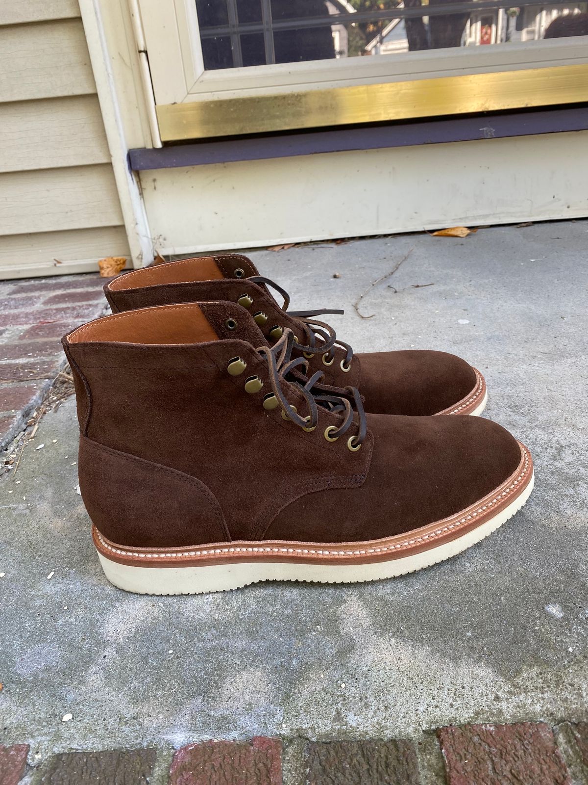 Photo by MaxPower on October 4, 2023 of the Grant Stone Diesel Boot in C.F. Stead Coffee Repello Calf Suede.