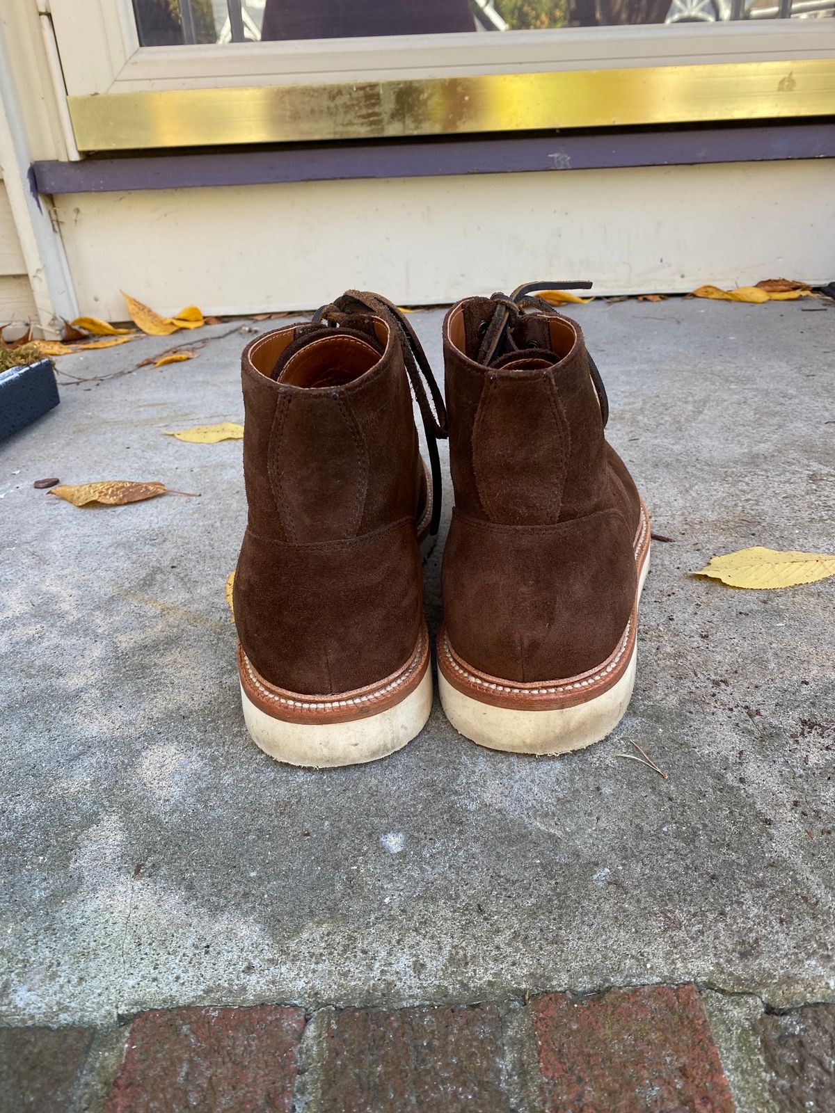 Photo by MaxPower on November 5, 2023 of the Grant Stone Diesel Boot in C.F. Stead Coffee Repello Calf Suede.