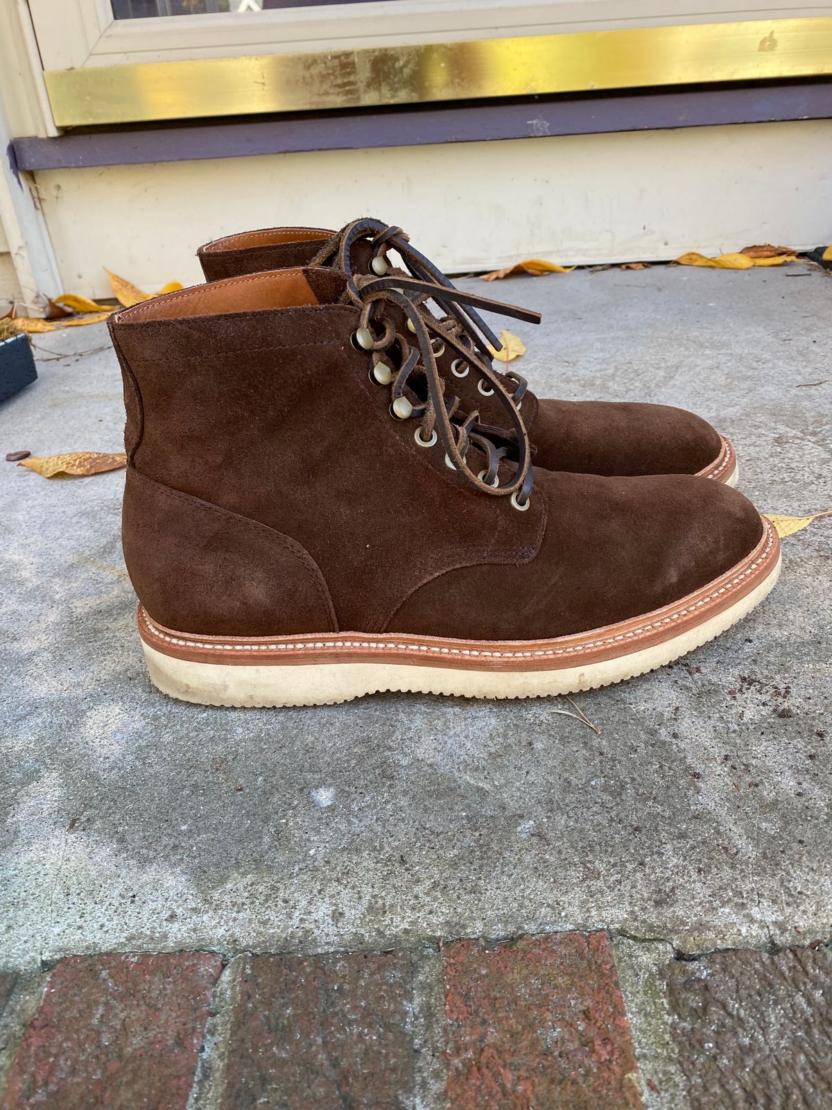Photo by MaxPower on November 5, 2023 of the Grant Stone Diesel Boot in C.F. Stead Coffee Repello Calf Suede.