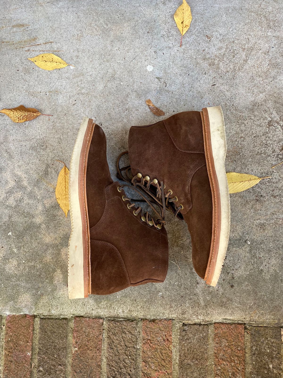 Photo by MaxPower on November 5, 2023 of the Grant Stone Diesel Boot in C.F. Stead Coffee Repello Calf Suede.