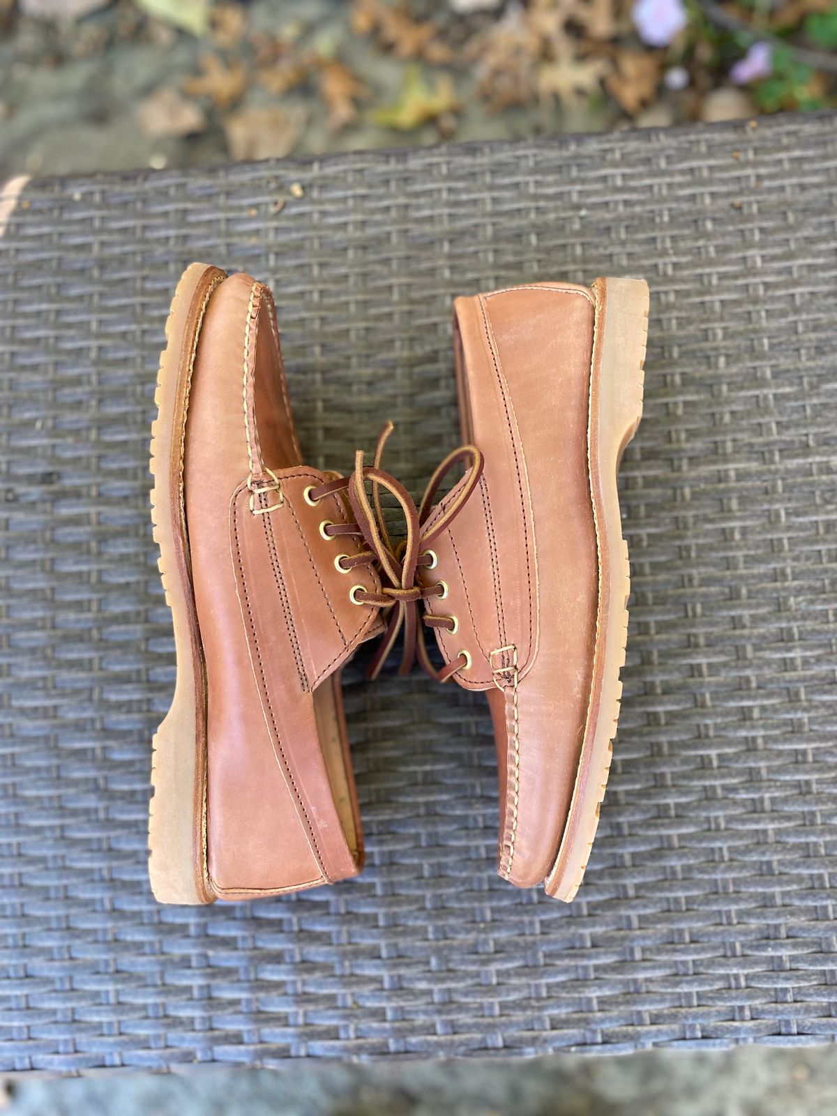 Photo by MaxPower on October 1, 2022 of the Rancourt & Co. Classic Ranger-Moc in Horween Unglazed Natural Shell Cordovan.