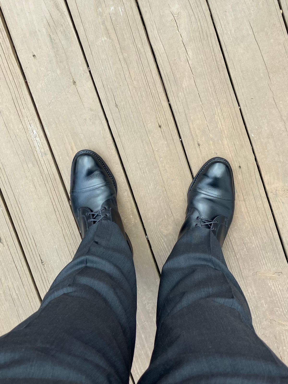 Photo by jbyer111 on February 28, 2025 of the Allen Edmonds First Avenue Cap Toe Boot in Black Calfskin.