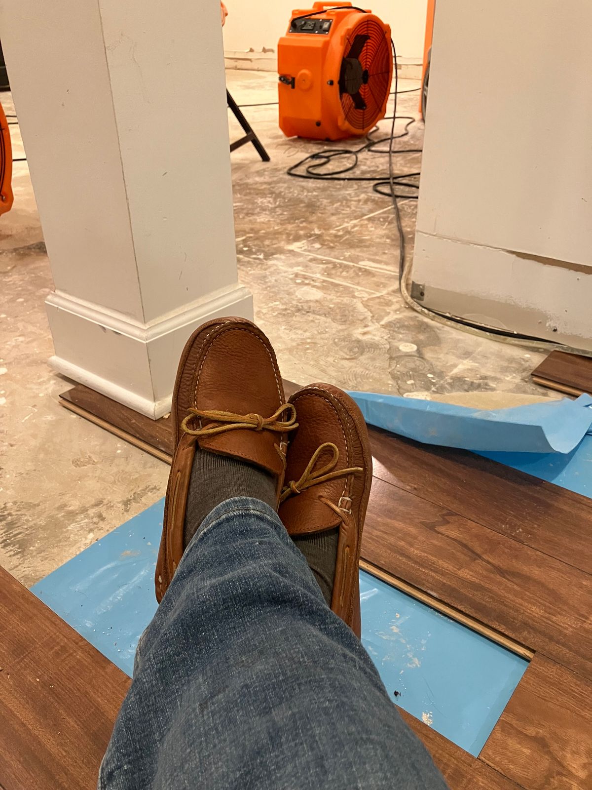 Photo by jbyer111 on February 11, 2024 of the Town View Ole Maine Comfort Classic Double Sole Moccasin in Unknown Top Grain Bullhide & Unknown Deerskin Lining.