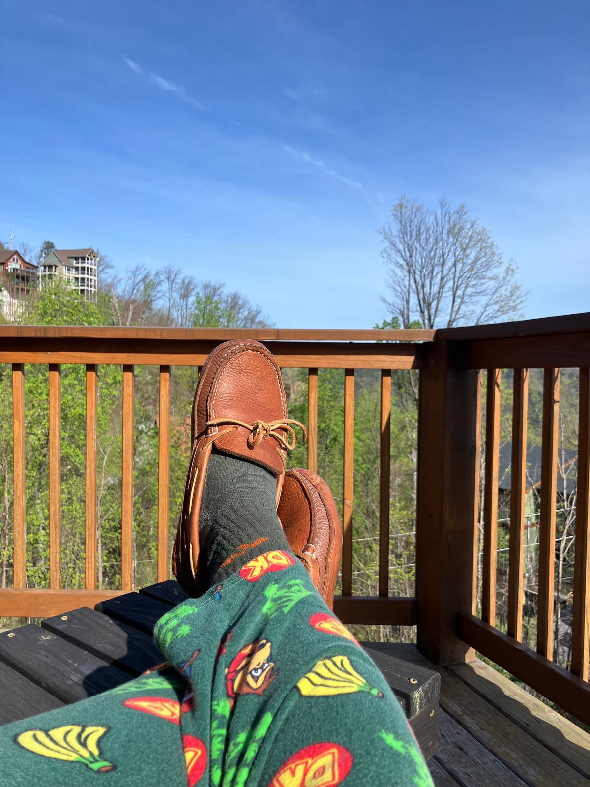 Photo by jbyer111 on April 17, 2025 of the Town View Ole Maine Comfort Classic Double Sole Moccasin in Unknown Top Grain Bullhide & Unknown Deerskin Lining.
