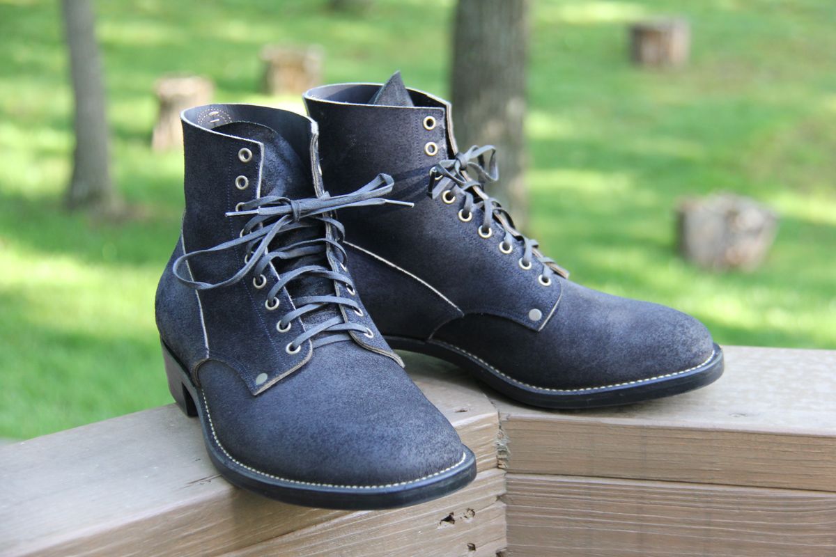 Photo by jbyer111 on May 23, 2025 of the NF Bootmaker Fritz Boot in Horween Navy Chamois Roughout.