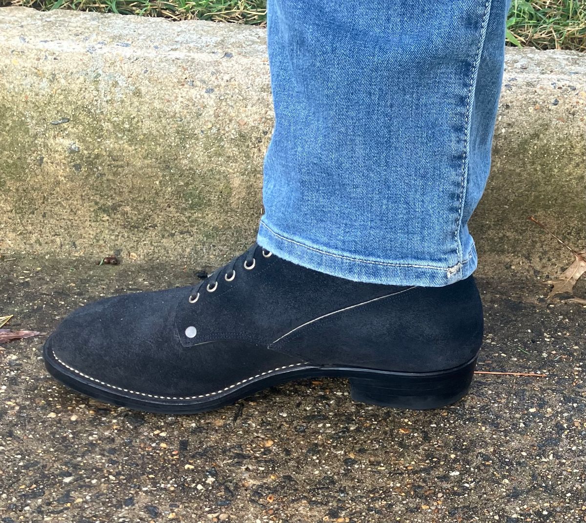 Photo by jbyer111 on August 2, 2025 of the NF Bootmaker Fritz Boot in Horween Navy Chamois Roughout.