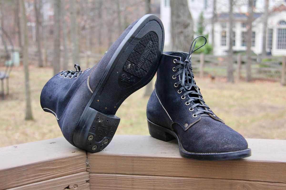 Photo by jbyer111 on December 28, 2025 of the NF Bootmaker Fritz Boot in Horween Navy Chamois Roughout.