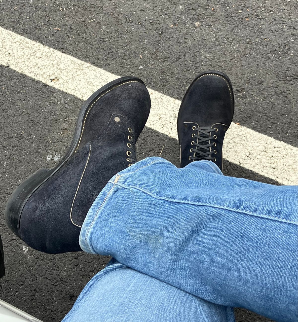 Photo by jbyer111 on April 28, 2026 of the NF Bootmaker Fritz Boot in Horween Navy Chamois Roughout.