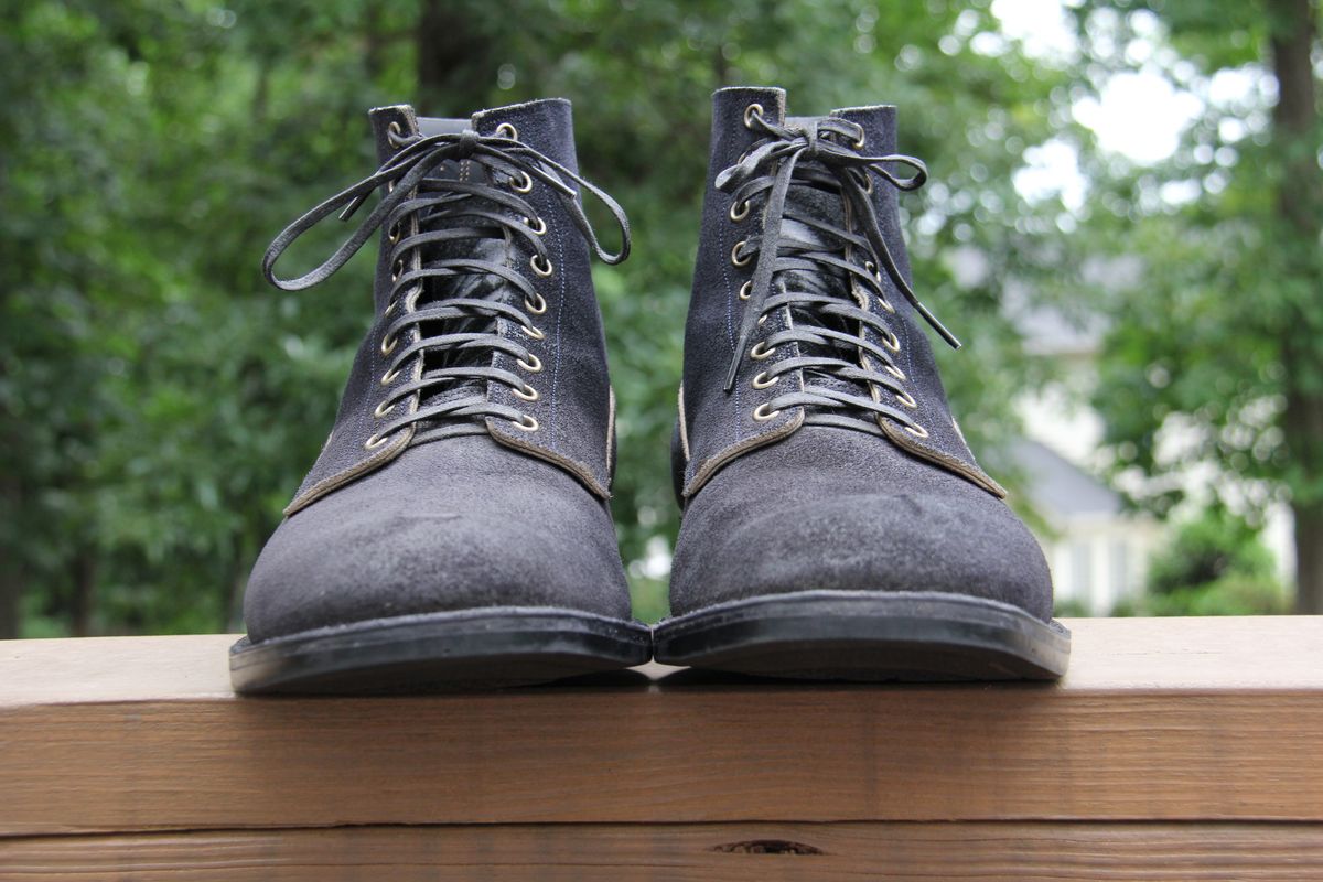 Photo by jbyer111 on June 26, 2026 of the NF Bootmaker Fritz Boot in Horween Navy Chamois Roughout.