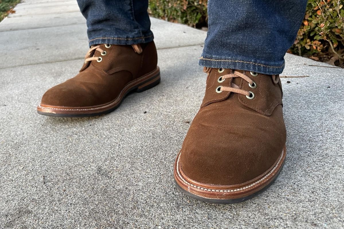 Photo by jbyer111 on January 6, 2023 of the Grant Stone Diesel Boot in C.F. Stead Bourbon Repello Calf Suede.