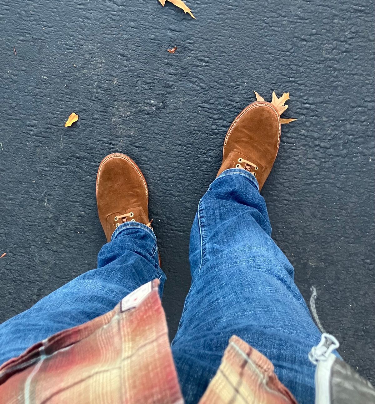 Photo by jbyer111 on November 2, 2023 of the Grant Stone Diesel Boot in C.F. Stead Bourbon Repello Calf Suede.