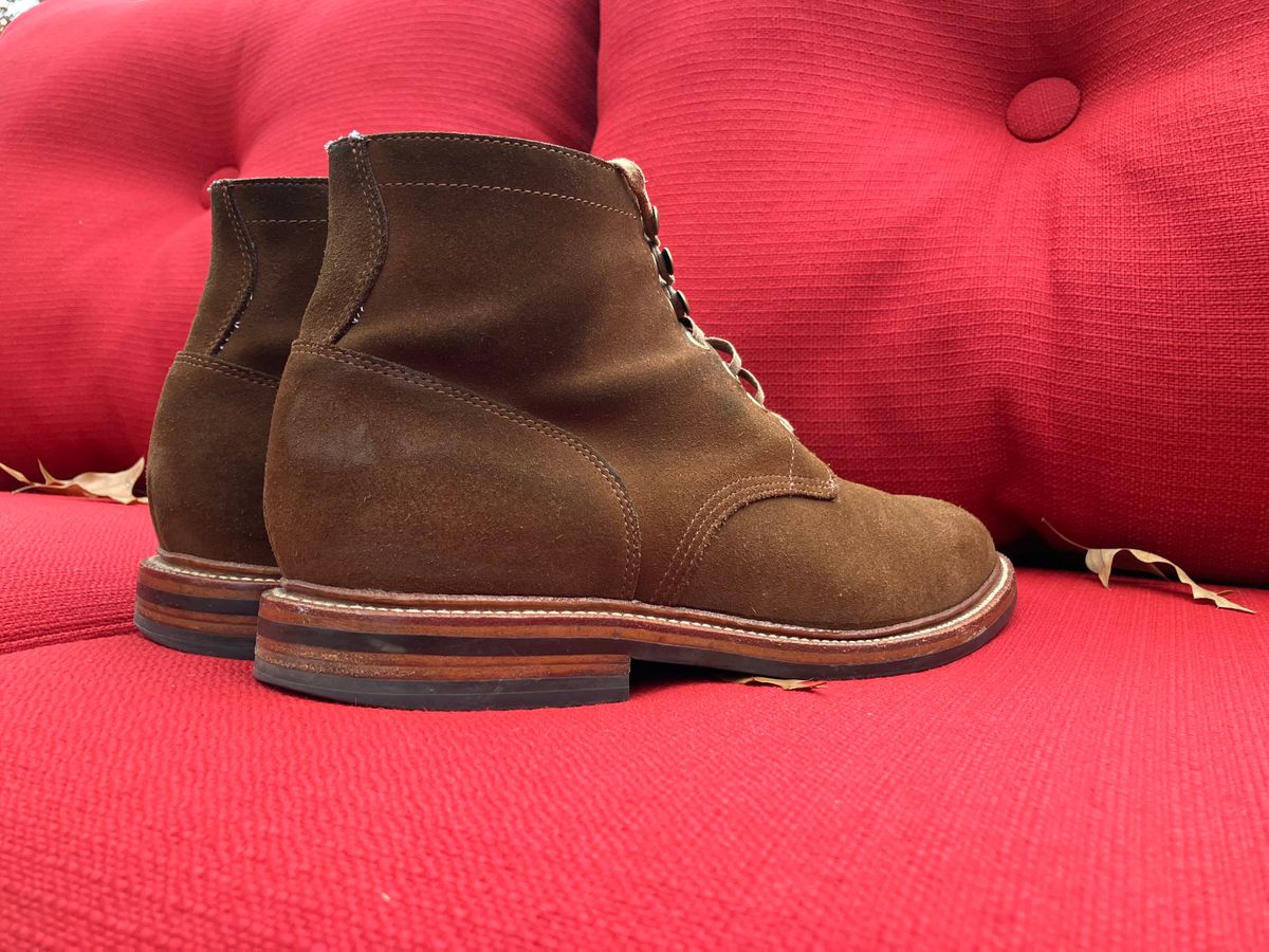 Photo by jbyer111 on November 13, 2024 of the Grant Stone Diesel Boot in C.F. Stead Bourbon Repello Calf Suede.