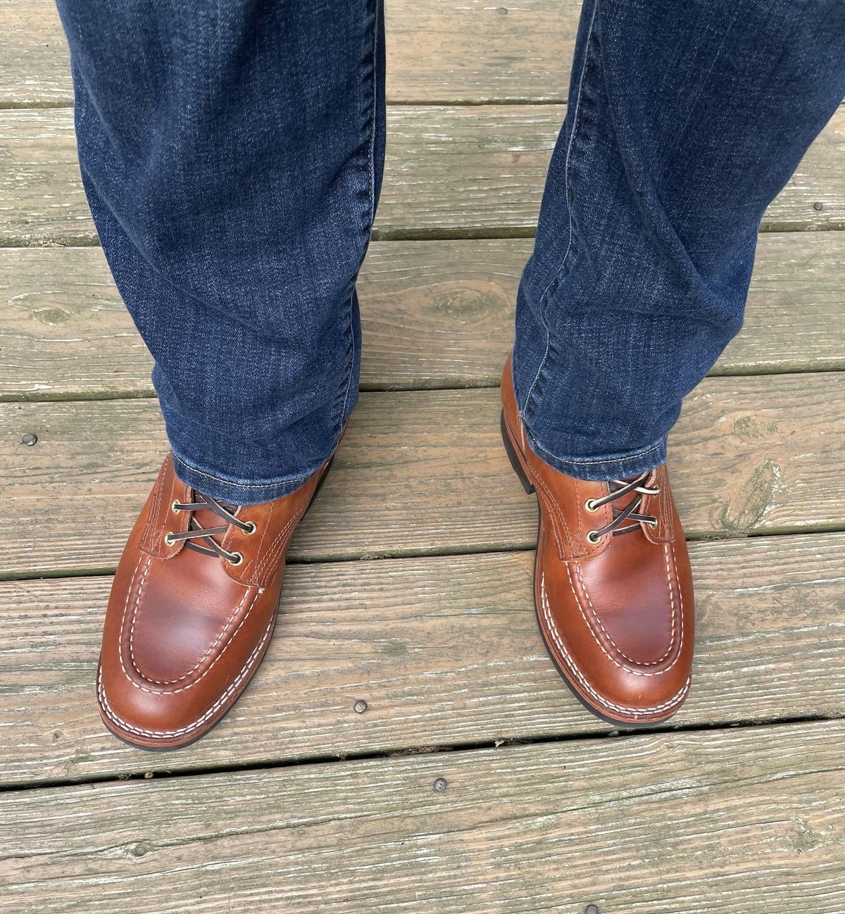 Photo by jbyer111 on June 7, 2023 of the Nicks Moc Toe in Wickett & Craig Natural Double Stuffed.