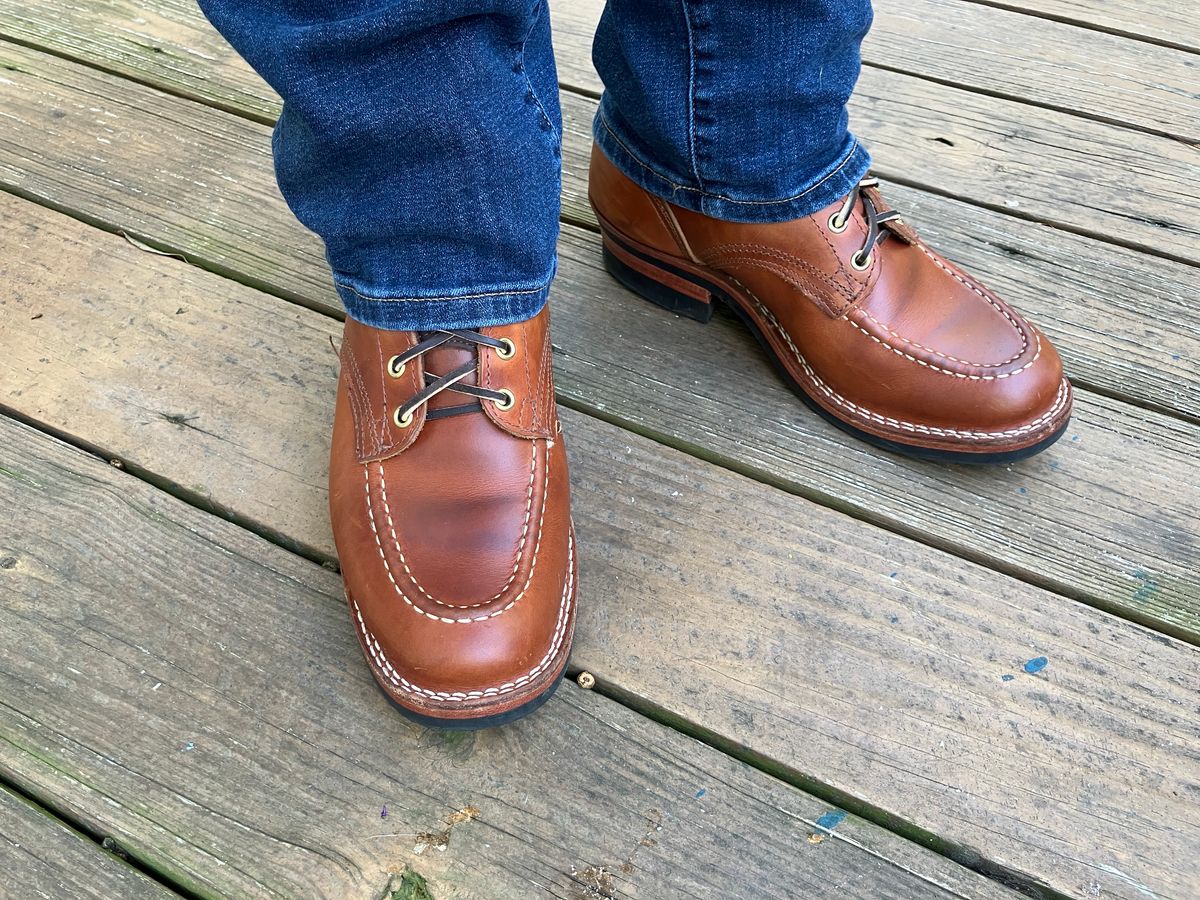 Photo by jbyer111 on October 2, 2023 of the Nicks Moc Toe in Wickett & Craig Natural Double Stuffed.