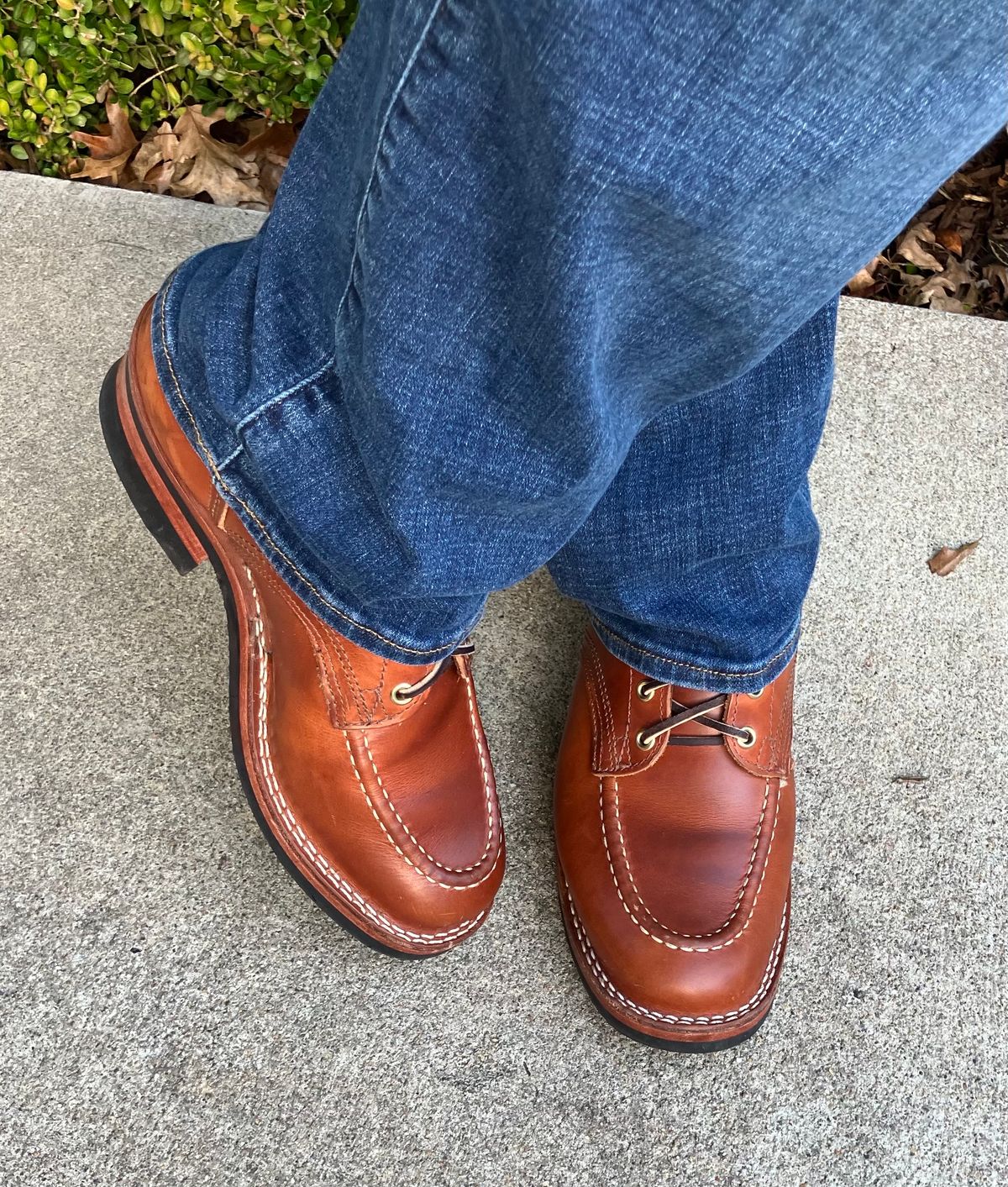 Photo by jbyer111 on October 12, 2023 of the Nicks Moc Toe in Wickett & Craig Natural Double Stuffed.