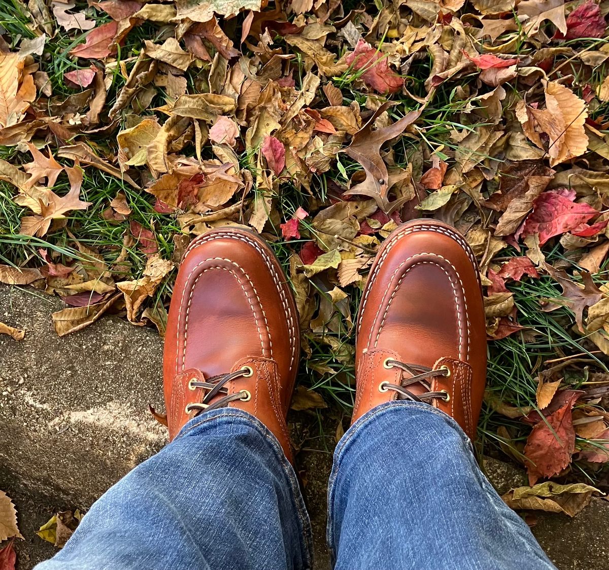 Photo by jbyer111 on October 26, 2023 of the Nicks Moc Toe in Wickett & Craig Natural Double Stuffed.