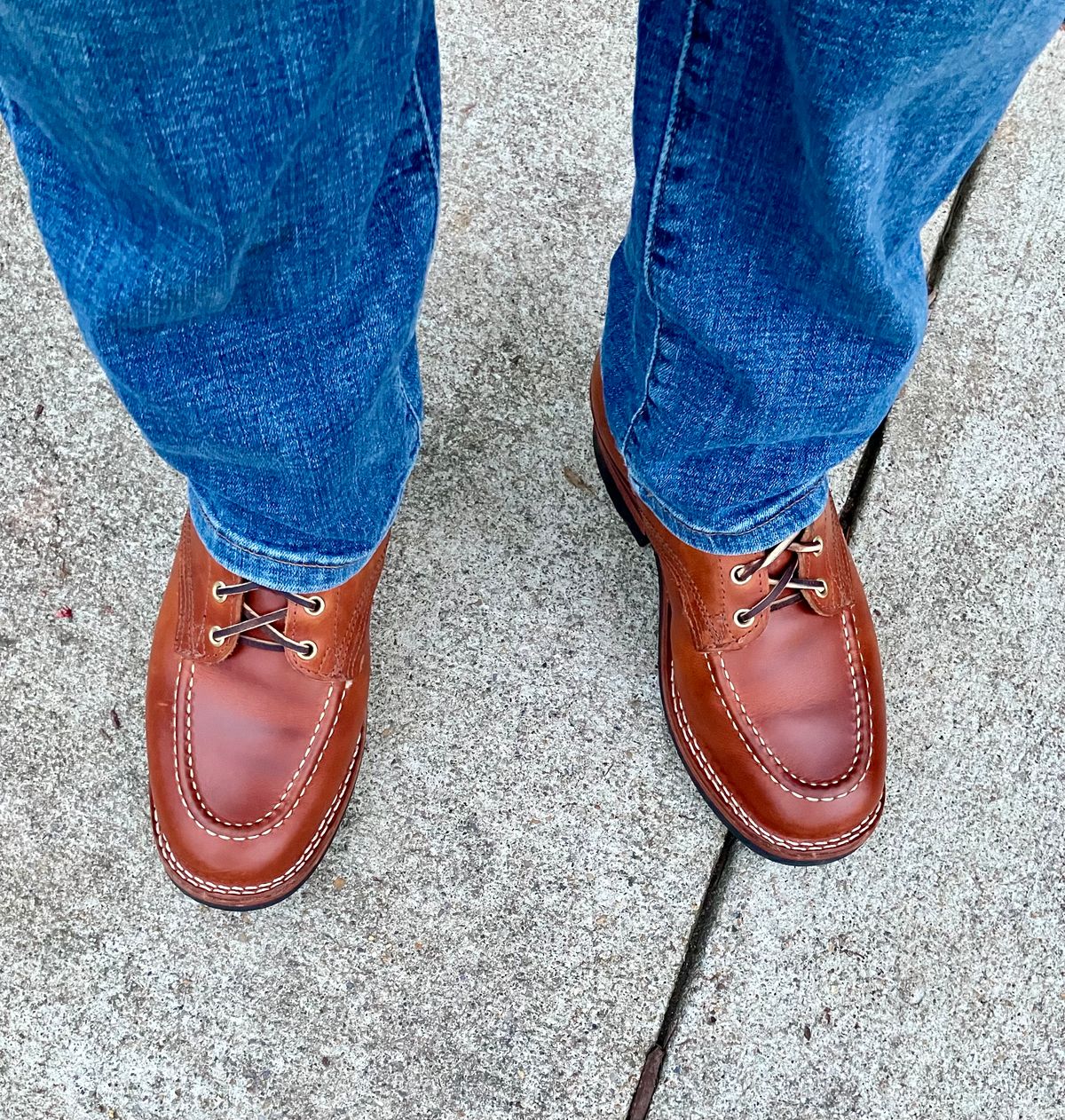 Photo by jbyer111 on February 10, 2024 of the Nicks Moc Toe in Wickett & Craig Natural Double Stuffed.