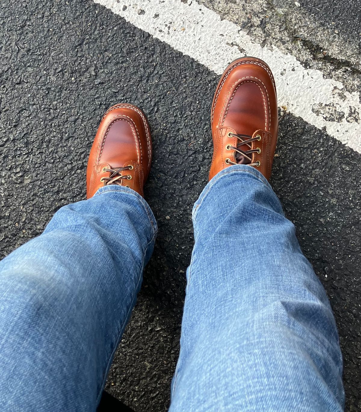 Photo by jbyer111 on April 8, 2024 of the Nicks Moc Toe in Wickett & Craig Natural Double Stuffed.