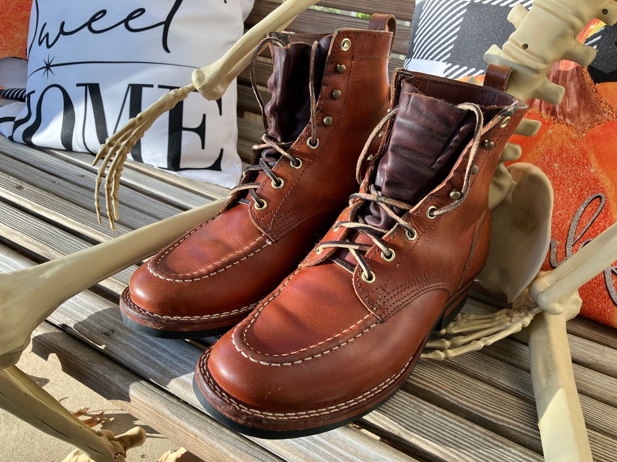 Photo by jbyer111 on October 20, 2024 of the Nicks Moc Toe in Wickett & Craig Natural Double Stuffed.