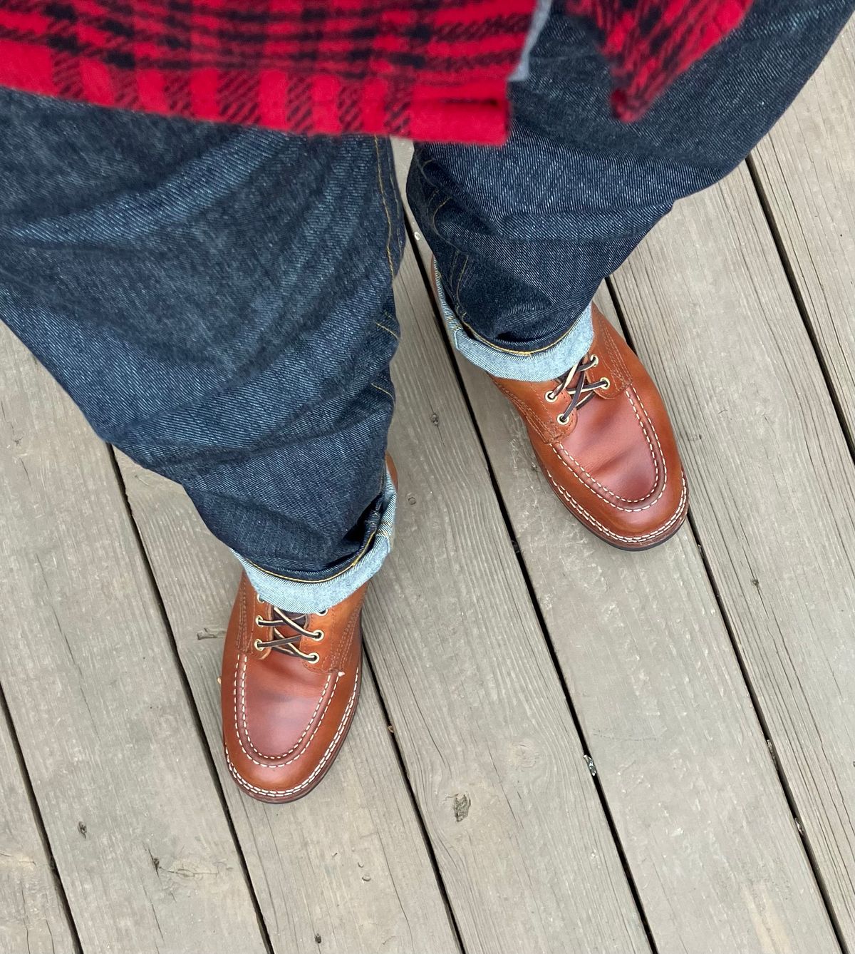 Photo by jbyer111 on February 3, 2025 of the Nicks Moc Toe in Wickett & Craig Natural Double Stuffed.