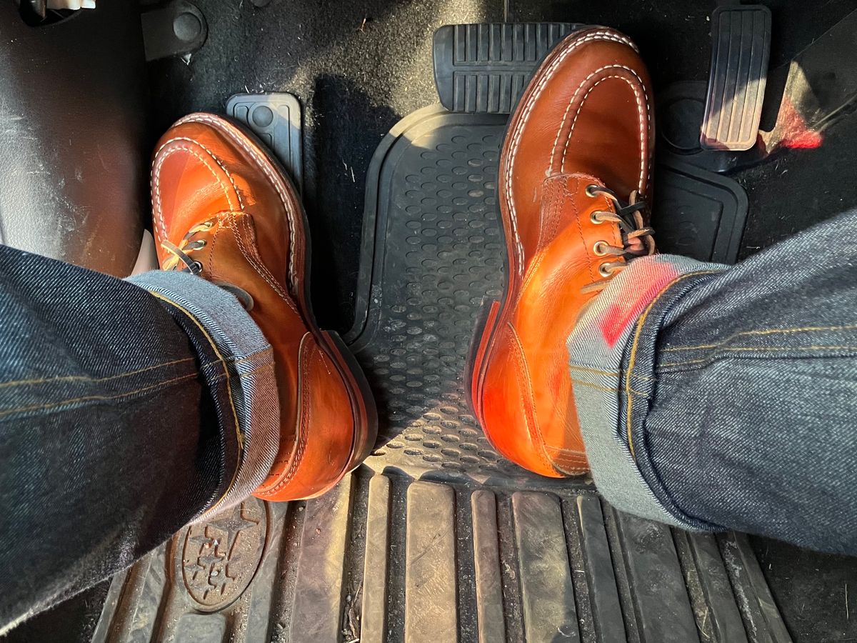 Photo by jbyer111 on March 3, 2025 of the Nicks Moc Toe in Wickett & Craig Natural Double Stuffed.