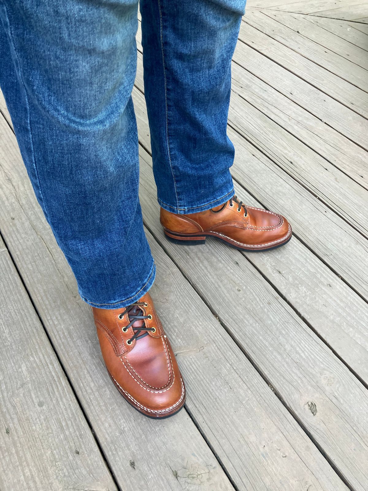 Photo by jbyer111 on June 2, 2025 of the Nicks Moc Toe in Wickett & Craig Natural Double Stuffed.