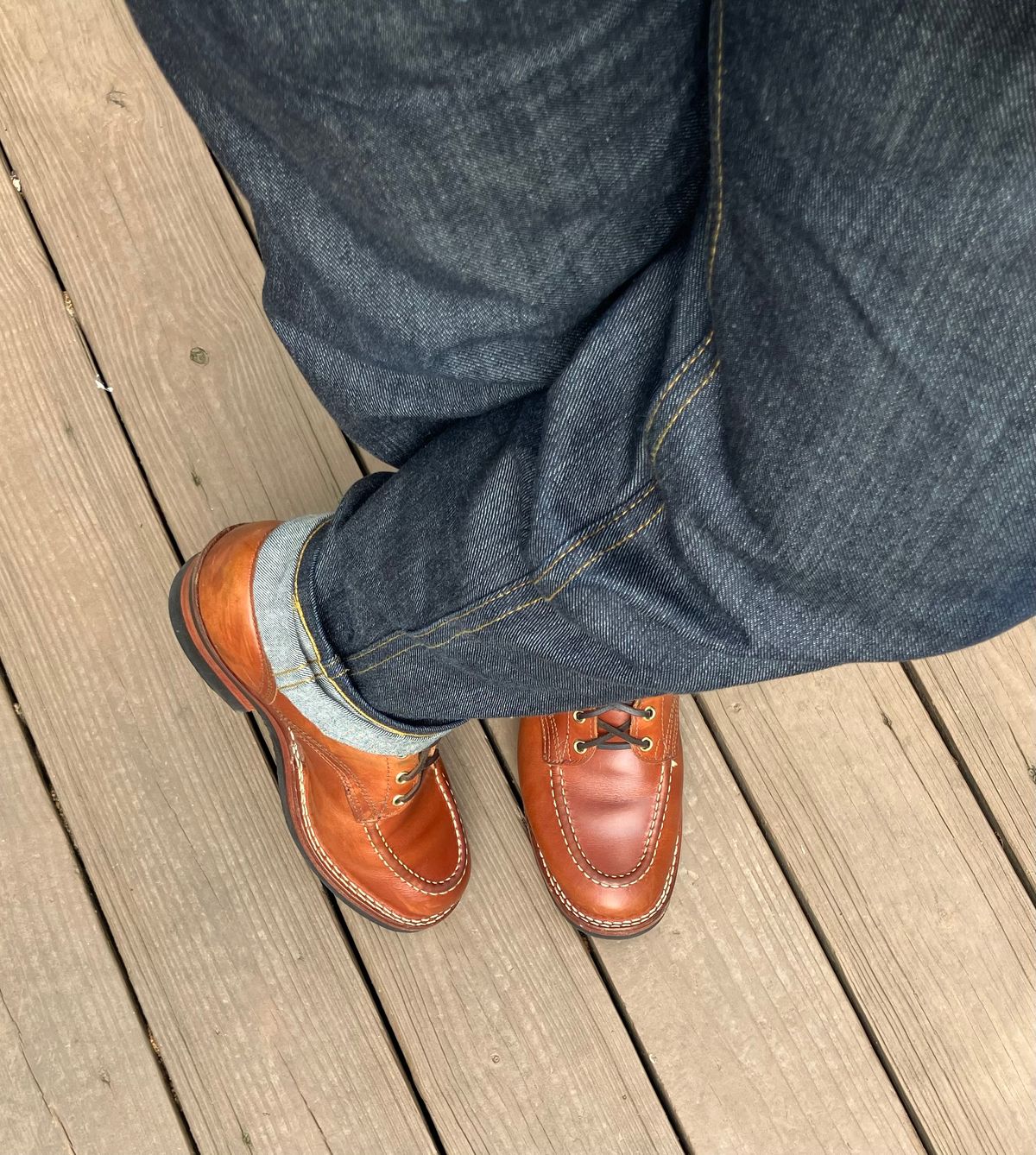 Photo by jbyer111 on June 10, 2025 of the Nicks Moc Toe in Wickett & Craig Natural Double Stuffed.