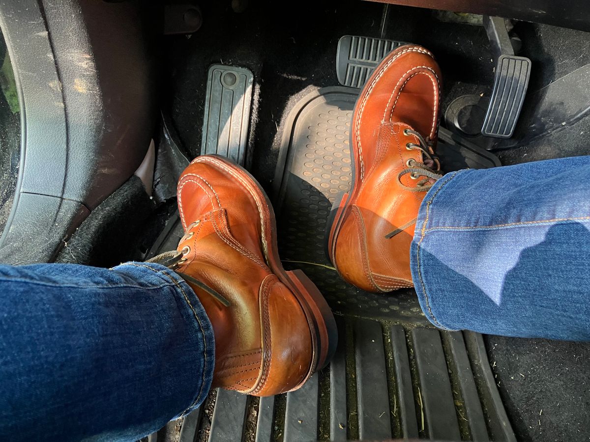 Photo by jbyer111 on August 4, 2025 of the Nicks Moc Toe in Wickett & Craig Natural Double Stuffed.