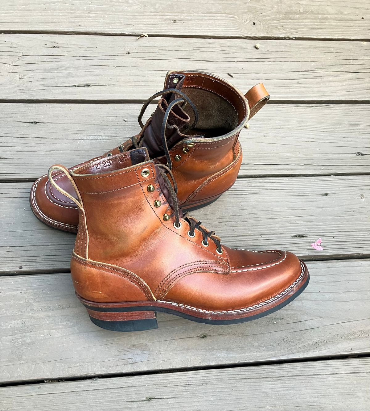 Photo by jbyer111 on August 25, 2025 of the Nicks Moc Toe in Wickett & Craig Natural Double Stuffed.