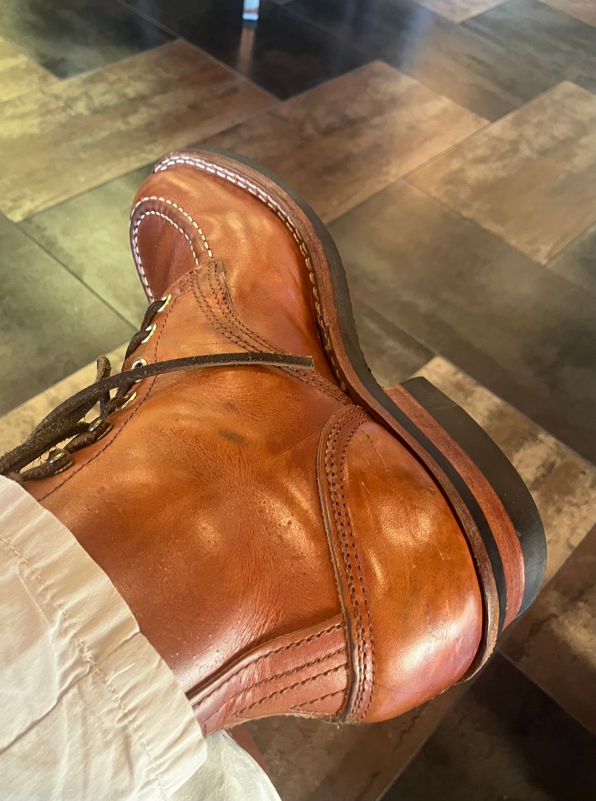 Photo by jbyer111 on July 2, 2026 of the Nicks Moc Toe in Wickett & Craig Natural Double Stuffed.