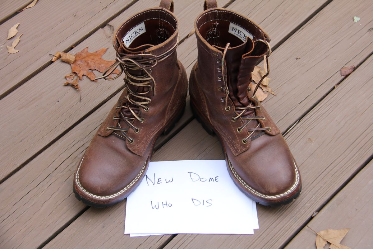 Photo by jbyer111 on October 1, 2025 of the Nicks Urban Logger in Horween Natural Waxed Flesh.
