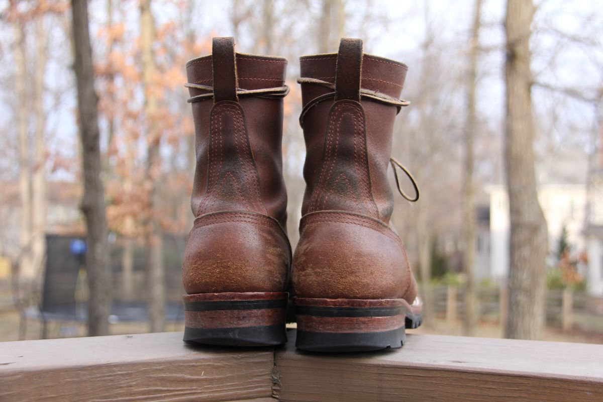 Photo by jbyer111 on March 3, 2026 of the Nicks Urban Logger in Horween Natural Waxed Flesh.