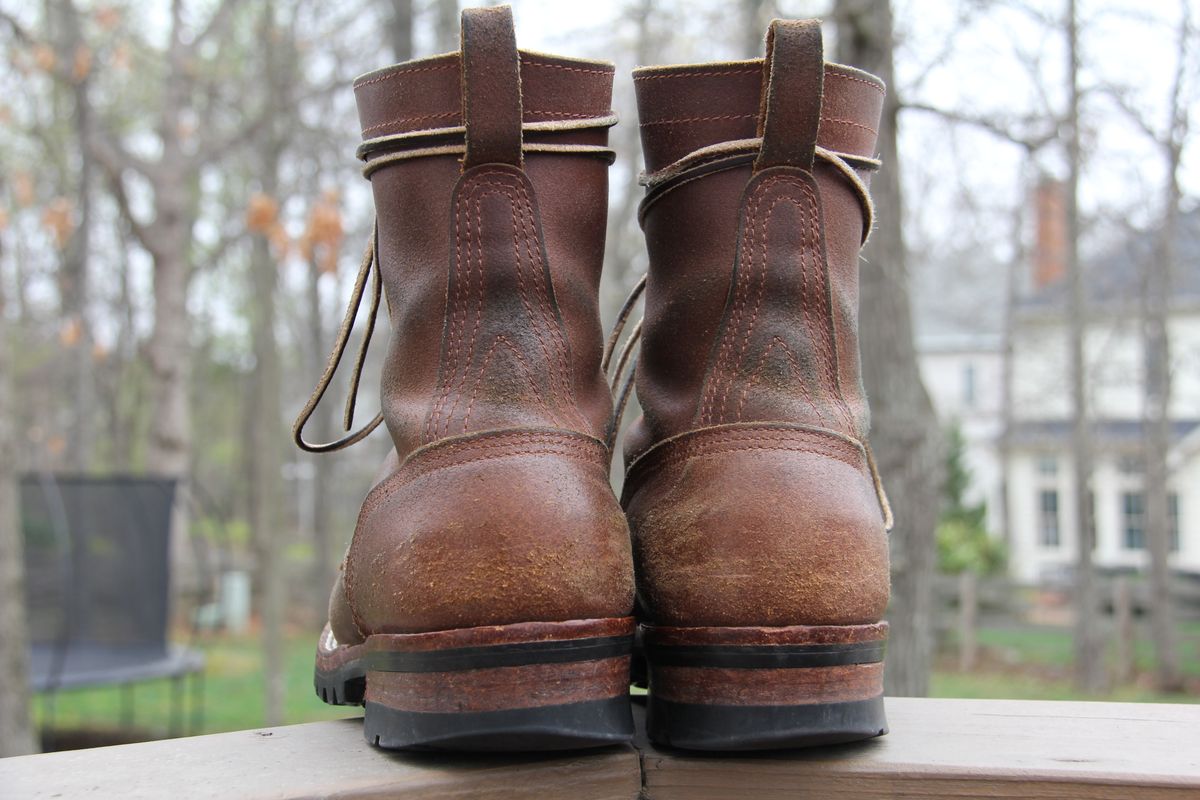 Photo by jbyer111 on April 2, 2026 of the Nicks Urban Logger in Horween Natural Waxed Flesh.