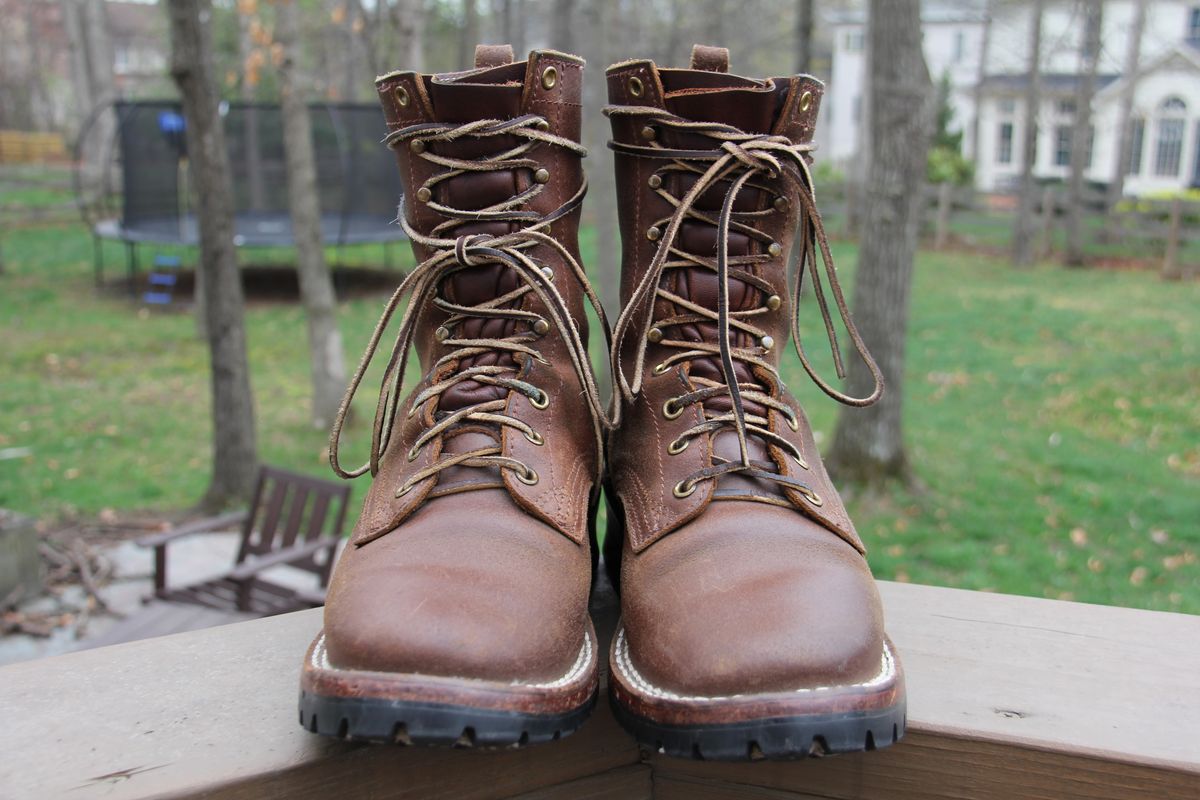 Photo by jbyer111 on April 2, 2026 of the Nicks Urban Logger in Horween Natural Waxed Flesh.