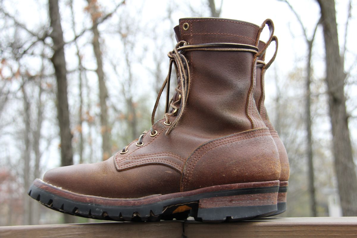 Photo by jbyer111 on April 2, 2026 of the Nicks Urban Logger in Horween Natural Waxed Flesh.
