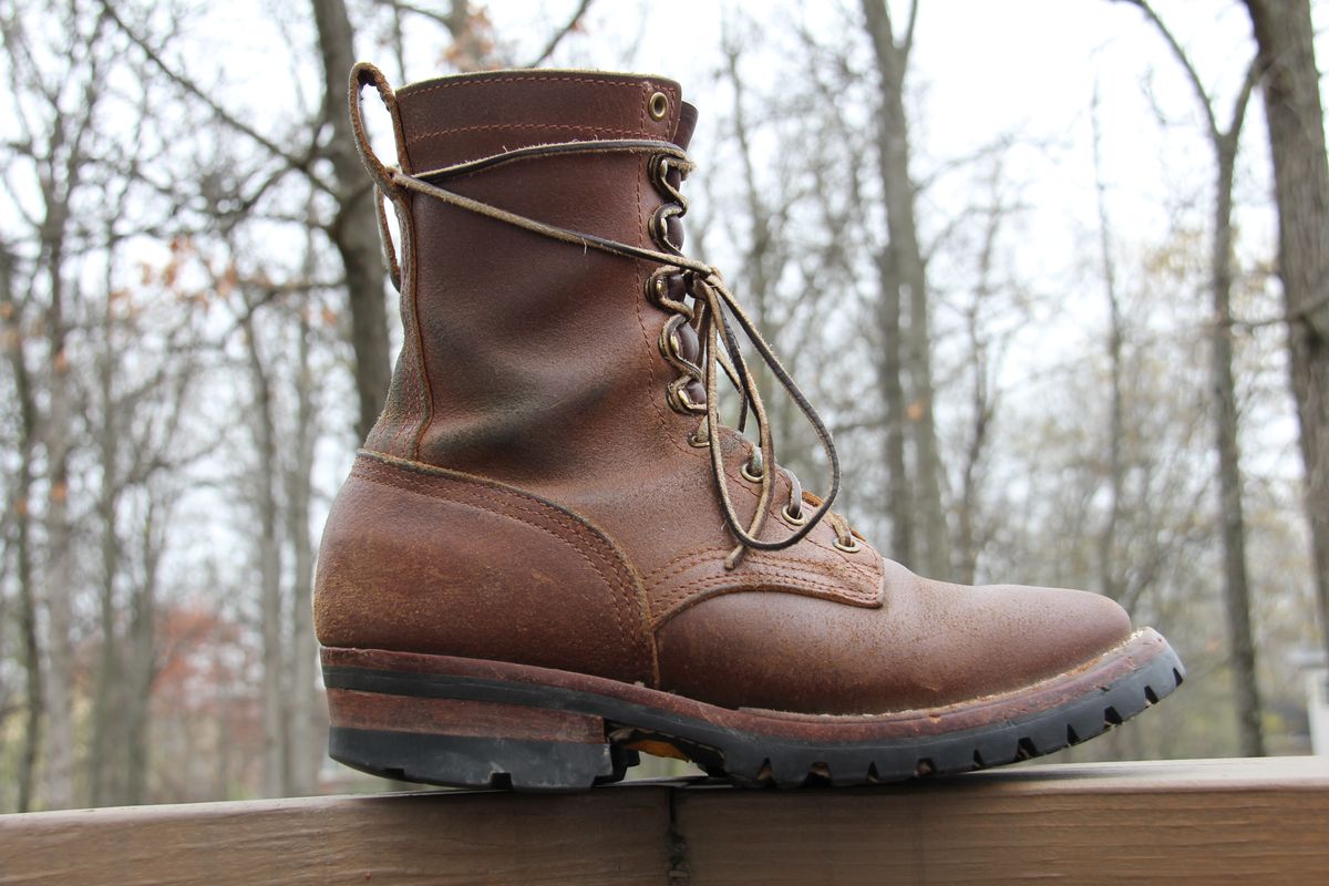 Photo by jbyer111 on April 2, 2026 of the Nicks Urban Logger in Horween Natural Waxed Flesh.
