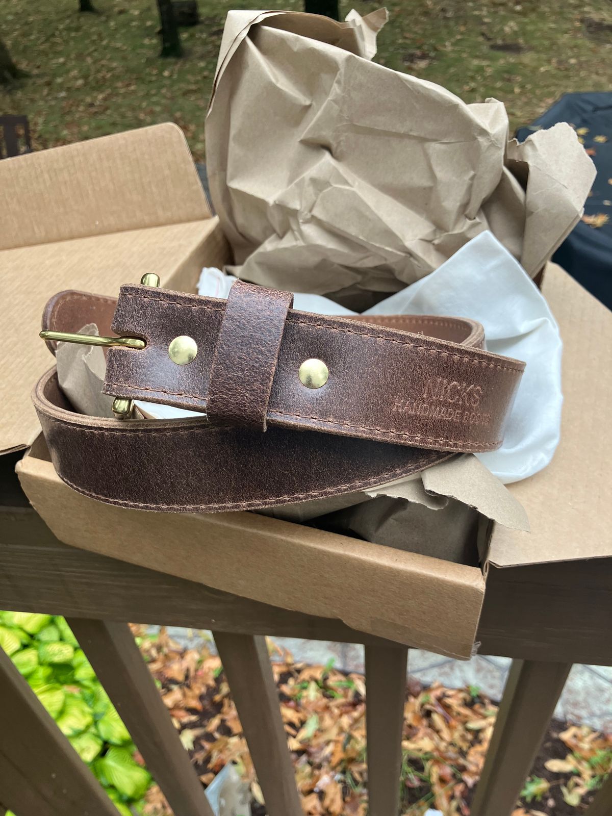 Photo by jbyer111 on September 17, 2025 of the Nicks Heritage Belt in Horween Natural Waxed Flesh.