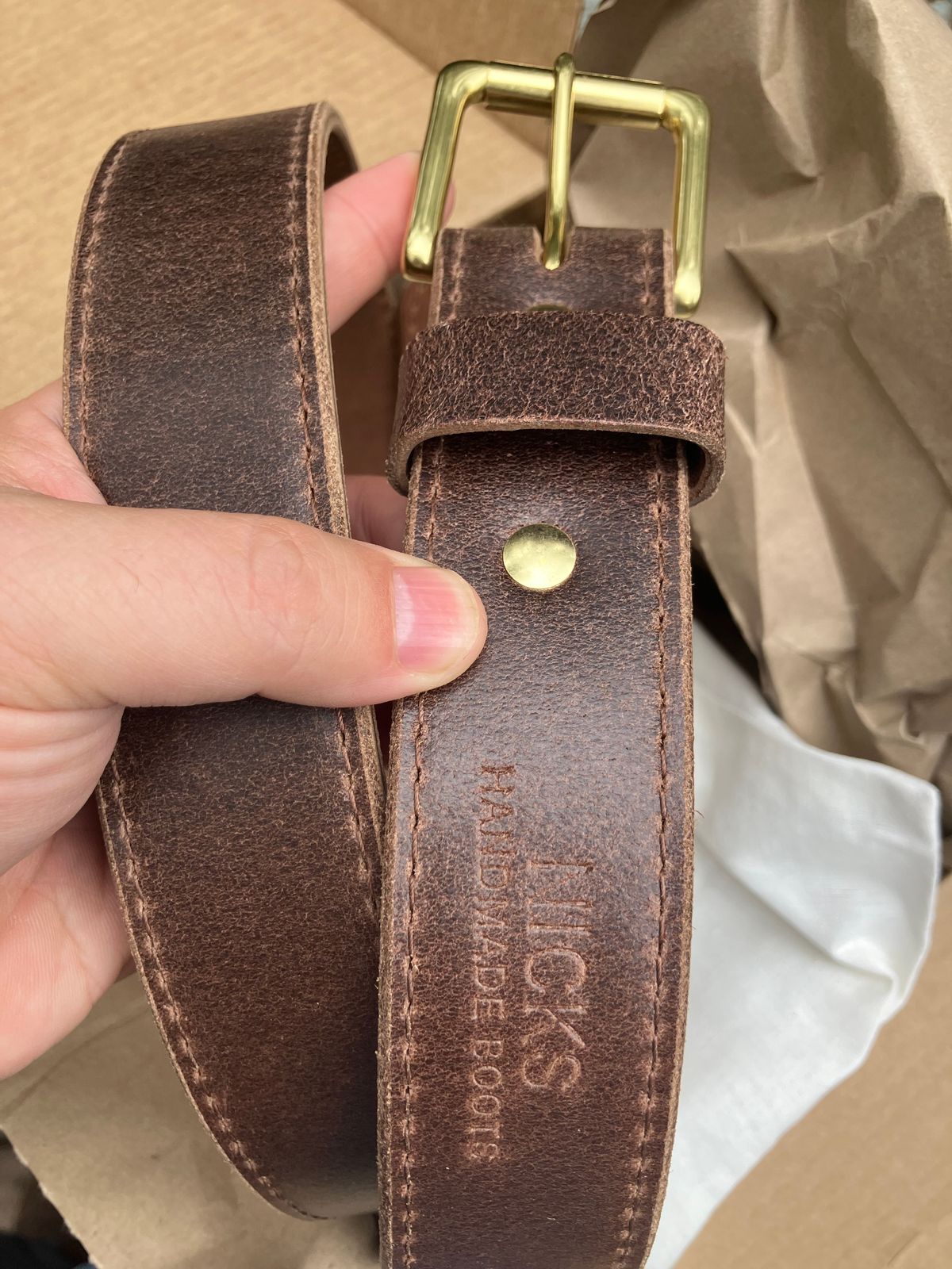 Photo by jbyer111 on September 17, 2025 of the Nicks Heritage Belt in Horween Natural Waxed Flesh.