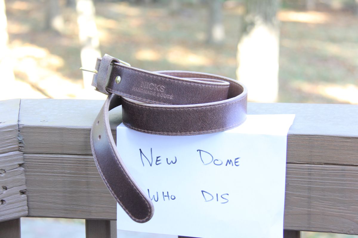 Photo by jbyer111 on October 1, 2025 of the Nicks Heritage Belt in Horween Natural Waxed Flesh.