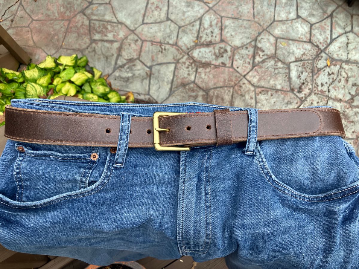 Photo by jbyer111 on October 1, 2025 of the Nicks Heritage Belt in Horween Natural Waxed Flesh.