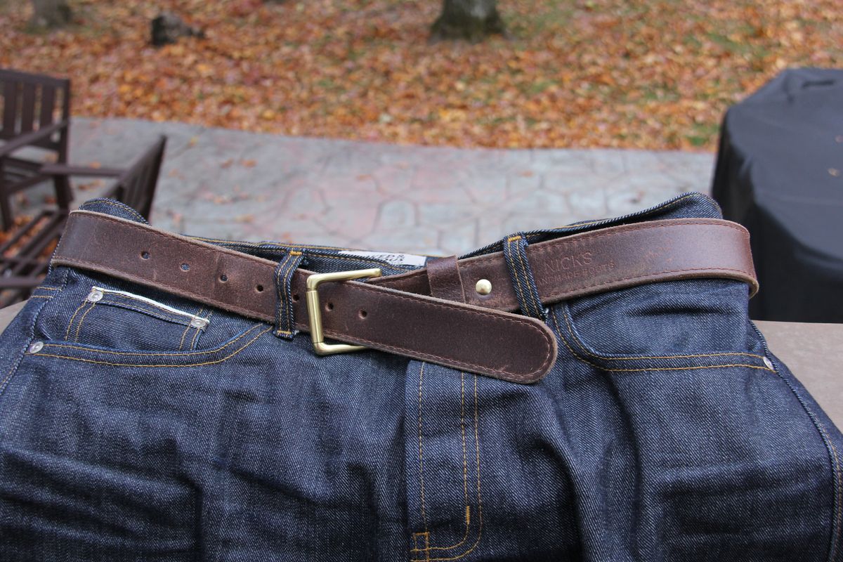 Photo by jbyer111 on November 3, 2025 of the Nicks Heritage Belt in Horween Natural Waxed Flesh.