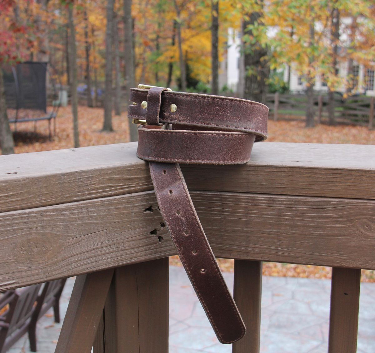 Photo by jbyer111 on November 3, 2025 of the Nicks Heritage Belt in Horween Natural Waxed Flesh.