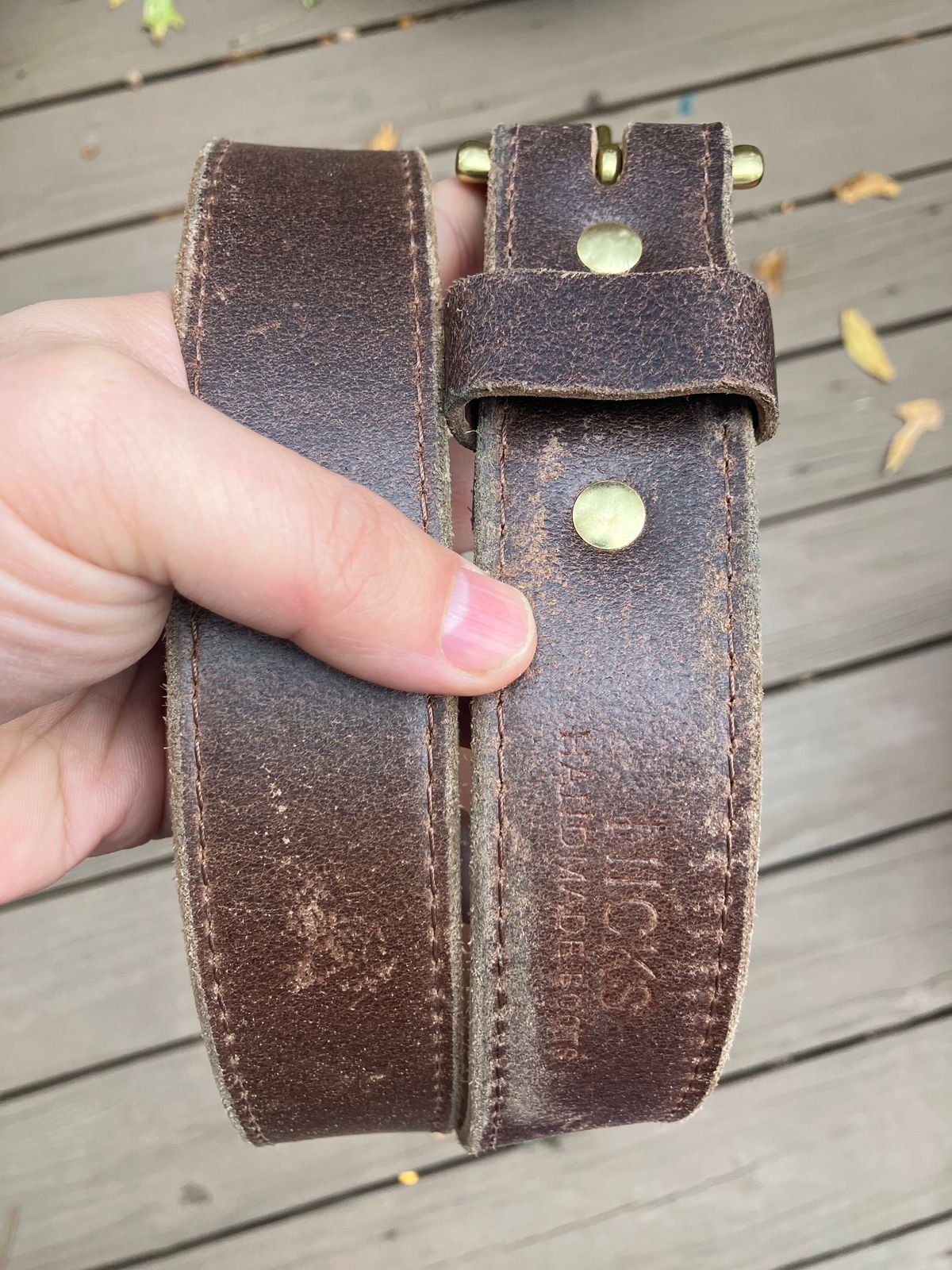 Photo by jbyer111 on November 3, 2025 of the Nicks Heritage Belt in Horween Natural Waxed Flesh.
