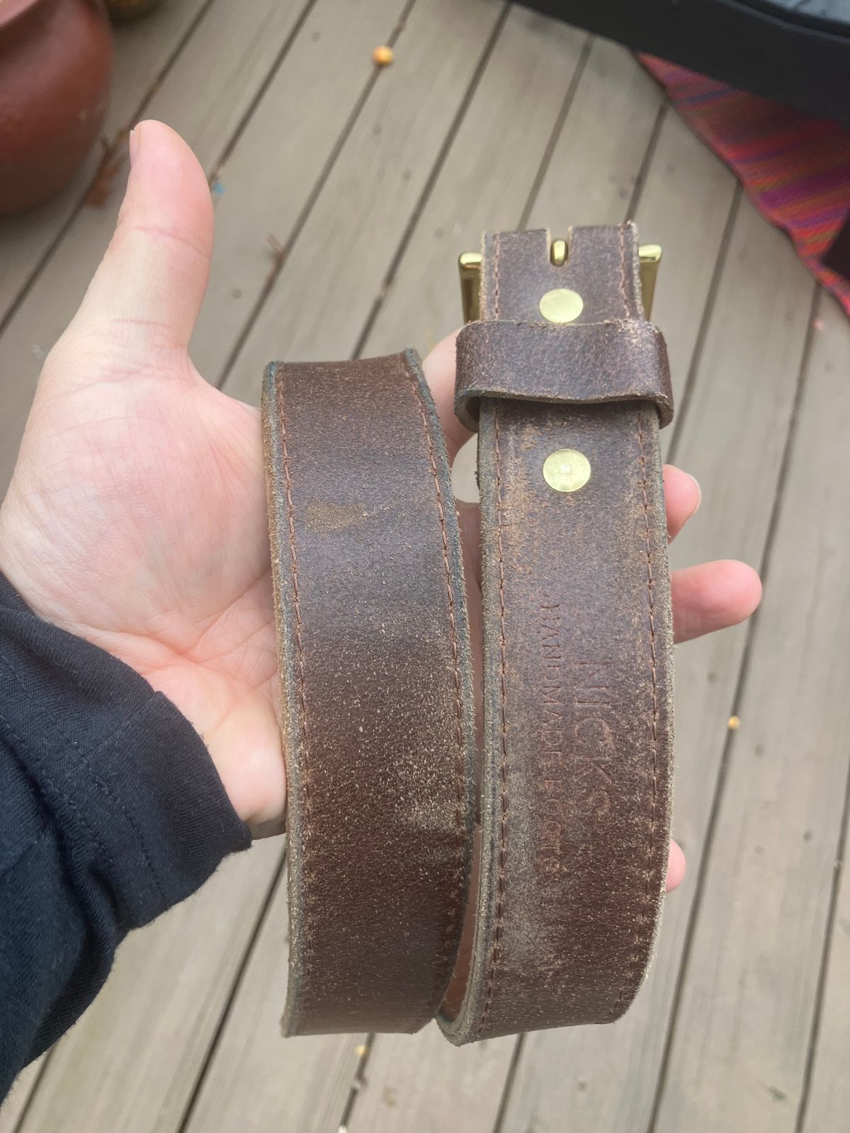 Photo by jbyer111 on November 27, 2025 of the Nicks Heritage Belt in Horween Natural Waxed Flesh.