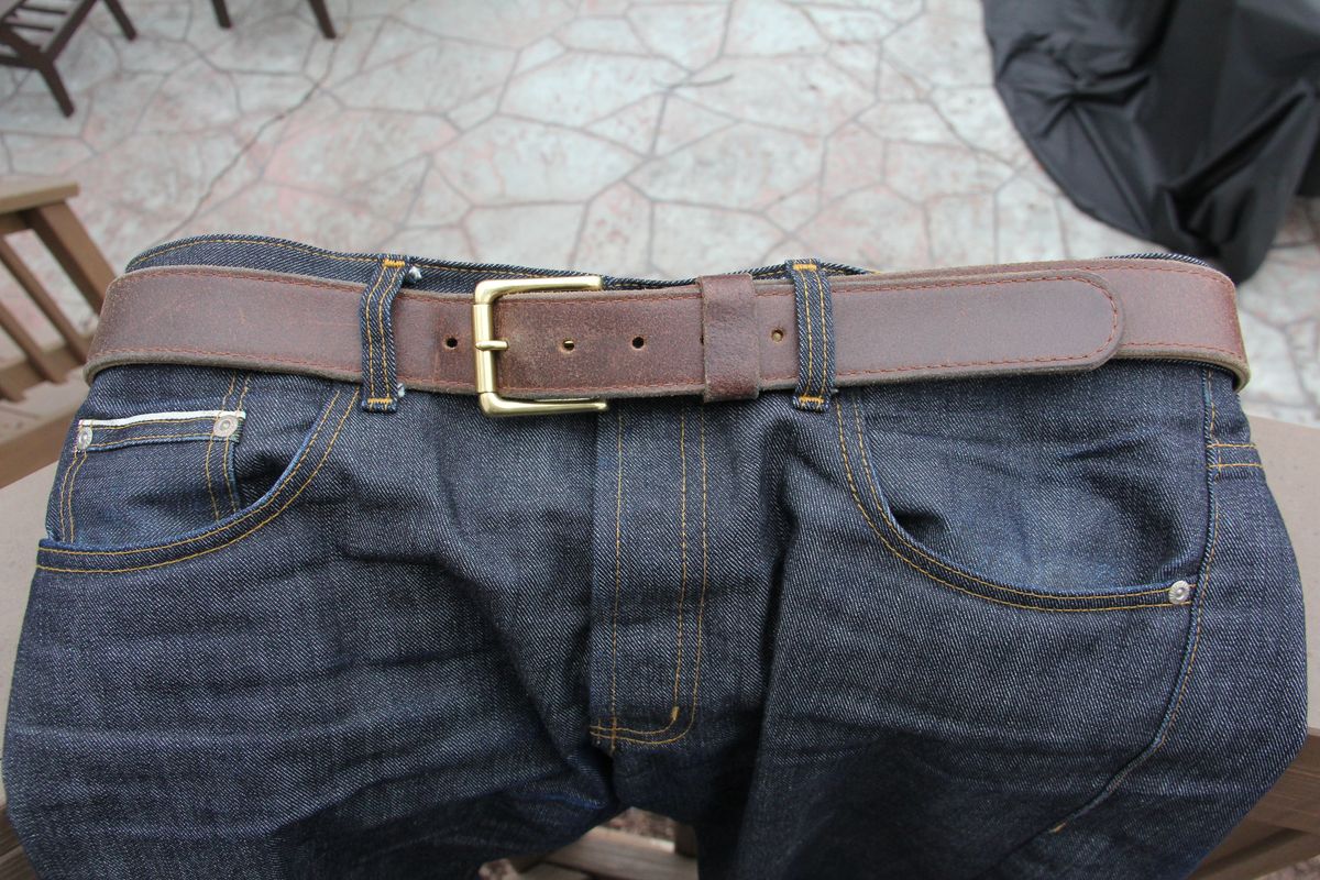 Photo by jbyer111 on January 1, 2026 of the Nicks Heritage Belt in Horween Natural Waxed Flesh.