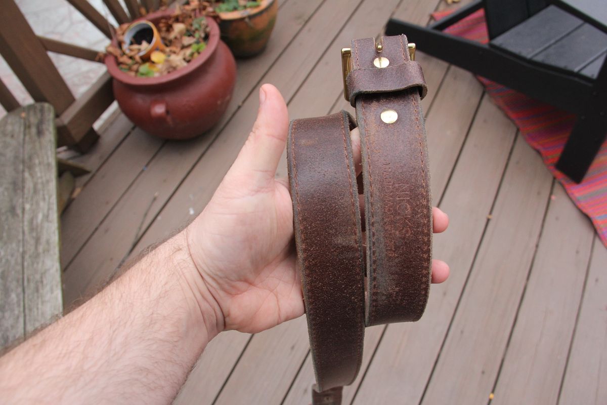 Photo by jbyer111 on January 1, 2026 of the Nicks Heritage Belt in Horween Natural Waxed Flesh.